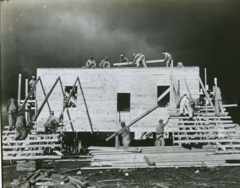 Building Army Barracks Brownwood Texas in 1940